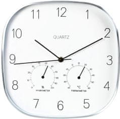 SEGNALE Nástěnné hodiny s teploměrem a vlhkoměrem 28,5 cm stříbrný rám
