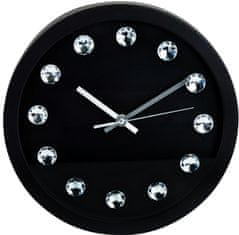 SEGNALE Nástěnné hodiny ručičkové s krystaly 30 cm černá