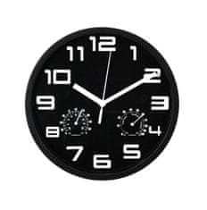 SEGNALE Nástěnné hodiny s teploměrem a vlhkoměrem 25 cm černá