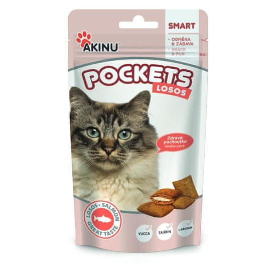 KN Akinu POCKETS - lososové polštářky pro kočky (40g)