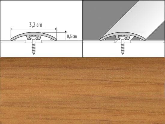 Effector Přechodové lišty A66 - NARÁŽECÍ šířka 3,2 x výška 0,54 x délka 93 cm - hikora