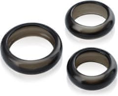 XSARA Sada tří gelových kroužků na penis - elastické ringy s různými průměry - 74838169