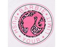 sarcia.eu Barbie Dámské pyžamo s krátkým rukávem v bílé a růžové barvě Letní pyžamo s leopardím potiskem L