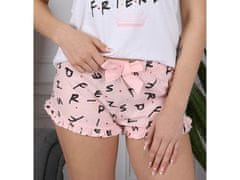 sarcia.eu FRIENDS Bílé a růžové bavlněné pyžamo pro ženy s krátkým rukávem, letní pyžamo M