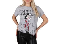 sarcia.eu 101 Dalmatians Cruella de Vil Šedé dámské bavlněné tričko s krátkým rukávem XS