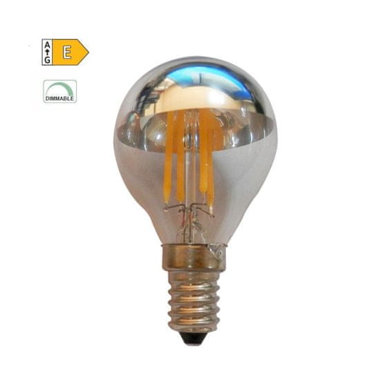 Diolamp  LED Filament zrcadlová žárovka 5W/230V/E14/2700K/620Lm/180°/DIM, stříbrný vrchlík