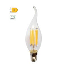 Diolamp  LED Filament žárovka čirá Candle Flame C35 5W/230V/E14/4000K/690Lm/360°/Dim