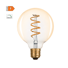 Diolamp  LED Spiral Filament žárovka Globe G95 Amber 4W/230V/E27/1800K/270Lm/360°/Dim