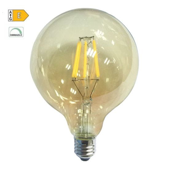 Diolamp  LED Globe Filament žárovka G125 Amber 10W/230V/E27/2700K/1160Lm/360°/Dim