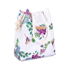 ZAGATTO Dámská taška přes rameno bílá s květinovým vzorem, taška pro každodenní nošení, taška s polstrovaným dnem a silnými šňůrkami, prostorná, pojme A4, jednokomorová taška pro ženy/dívky, 34x36x14 / ZG 604