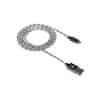 Nabíjecí kabel Lightning USB pro iPhone 5/6/7, opletený, kovový plášť, 1 metr, šedá