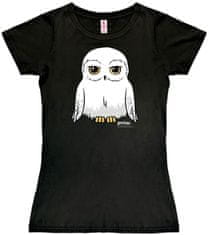CurePink Dámské tričko Harry Potter: Hedwig (S) černá bavlna