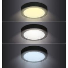 Solight Solight LED mini panel CCT, přisazený, 24W, 1800lm, 3000K, 4000K, 6000K, kulatý, černá barva WD174-B