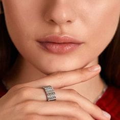 Rosato Blyštivý stříbrný prsten se zirkony Cubica RZCU57 (Obvod 58 mm)