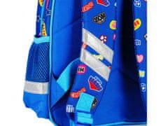 sarcia.eu Paw Patrol Chase Marshall Rubble Modrý předškolní batoh pro kluka, reflexní 31x25x9cm Uniwersalny
