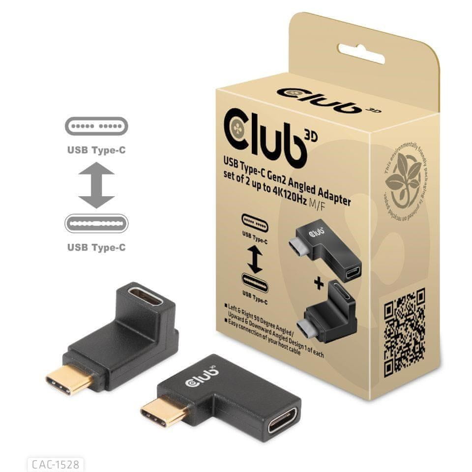 Levně Club 3D set adapterů USB-C Gen2 angled adapter set of 2, 4K120Hz CAC-1528 (M/F)