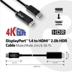 Club 3D Adaptér aktivní DisplayPort 1.4 na HDMI 2.0b (M/M) CAC-1082, 2m