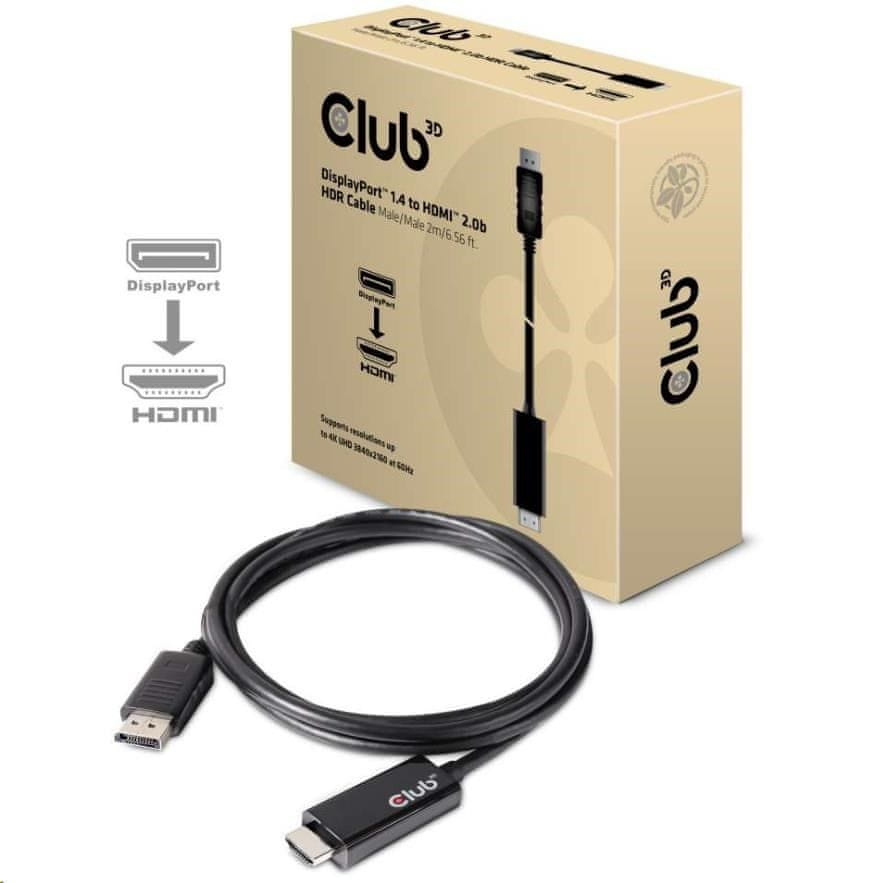 Levně Club 3D Adaptér aktivní DisplayPort 1.4 na HDMI 2.0b (M/M) CAC-1082, 2m