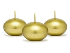 PartyDeco Plovoucí svíčky zlaté metalické 50ks 4cm