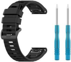 FIXED Silikonový řemínek Silicone Strap pro Garmin QuickFit 26mm, černý, FIXSST-QF26MM-BK