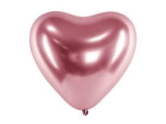 PartyDeco Srdíčkové balónky růžově zlaté 30cm 50ks