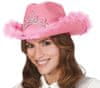 Dámský kovbojský klobouk růžový s brož kamínky