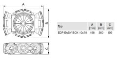 Soler&Palau EDF-EASY-BOX 10x75 – rozvodný box pro vzduchotechnický systém ED Flex System EASY, napojení až 10 hadic o průměru ø 75 mm, maximální průtok vzduchu až 300 m³/h.
