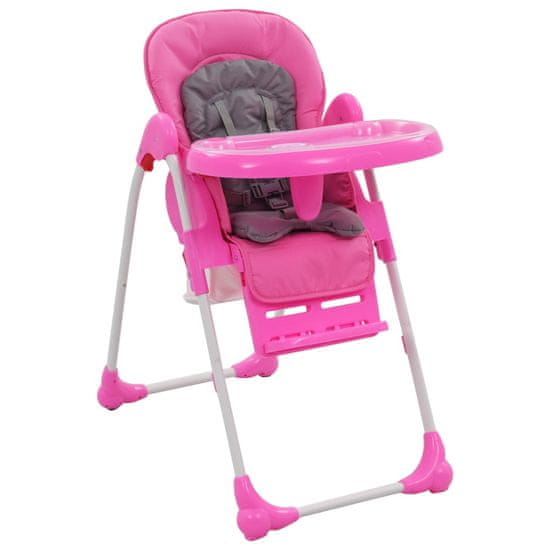 Greatstore Dětská jídelní židlička růžovo-šedá