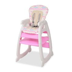 Greatstore Rozkládací jídelní židlička 3 v 1 se stolkem, růžová