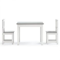 shumee 3dílná sada dětského stolu a židlí bílá a šedá MDF