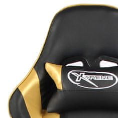 Greatstore Otočná herní židle s podnožkou zlatá PVC