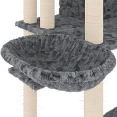 shumee Škrabadlo pro kočky se sisalovými sloupky tmavě šedé 191 cm