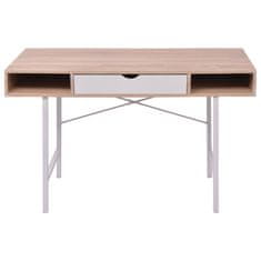 Vidaxl Psací stůl s 1 zásuvkou, dub a bílá barva