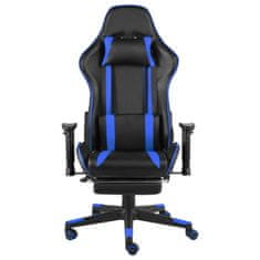 Vidaxl Otočná herní židle s podnožkou modrá PVC