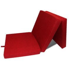Greatstore Trojdílná skládací pěnová matrace 190x70x9 cm červená