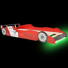 Petromila Dětská LED postel závodní auto, 90x200 cm, červená