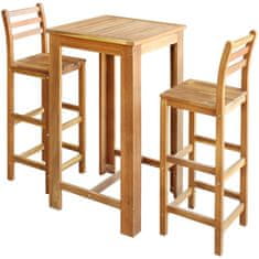 Greatstore Barový stůl a židle masivní akáciové dřevo sada 3 kusy