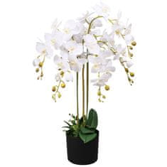 Petromila Umělá rostlina orchidej s květináčem 75 cm bílá