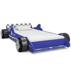 shumee Dětská postel ve tvaru závodního auta 90 x 200 cm modrá