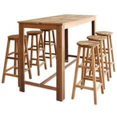 Greatstore Barový stůl a stoličky sada 7 ks masivní akáciové dřevo