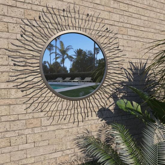 Greatstore Zahradní nástěnné zrcadlo zářící slunce 80 cm černé
