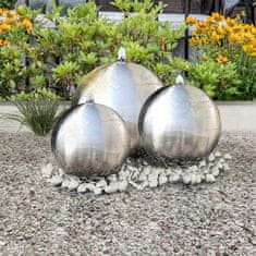 Greatstore 3dílné zahradní fontány koule s LED diodami nerezová ocel