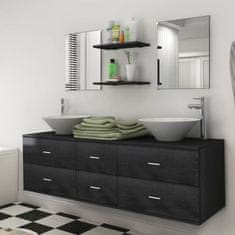 shumee Devítikusový set koupelnového nábytku s umyvadlem a baterií, černý