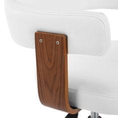 shumee Otočná kancelářská židle bílá ohýbané dřevo a umělá kůže