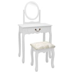 Greatstore Toaletní stolek se stoličkou bílý 65x36x128 cm pavlovnia MDF