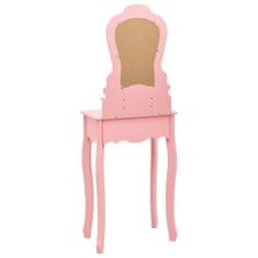 Greatstore Toaletní stolek se stoličkou růžový 50 x 59 x 136 cm pavlovnia