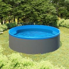 Greatstore Nadzemní bazén se 4stupňovými schůdky 350 x 90 cm šedý