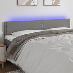 Greatstore Čelo postele s LED tmavě šedé 160x5x78/88 cm textil