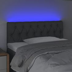 Greatstore Čelo postele s LED tmavě šedé 90 x 7 x 78/88 cm textil