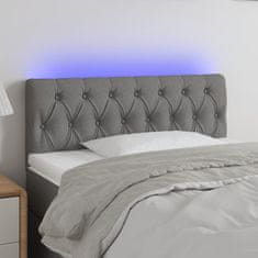 Greatstore Čelo postele s LED tmavě šedé 90 x 7 x 78/88 cm textil